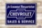 Chevrolet For Economical Transportation Sales & Service Double Sided Porcelain Sign