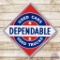 Dependable Used Cars Trucks Dodge Porcelain Sign w/ Maple Leaf