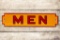 Shell Men Restroom Black Border Die Cut Porcelain Sign