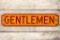 Shell Gentlemen Restroom Die Cut Porcelain Sign