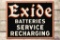 1950 Exide Batteries Service Recharging Double Sided Tin Sign & Hanger