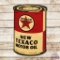 1936 New Texaco Motor Oil Black T Die Cut Oil Can Tin Sign