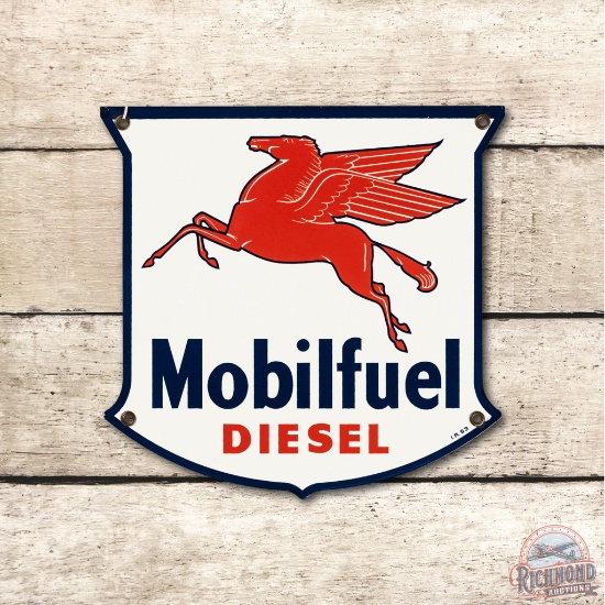 Mobilfuel Diesel Porcelain Gas Pump Plate Shield Sign