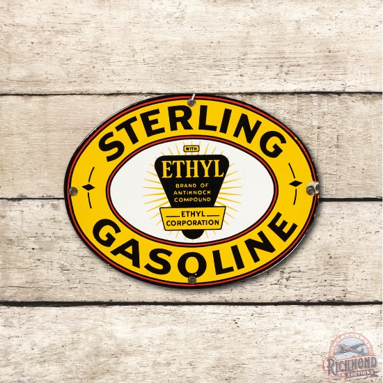 Sterling Ethyl Gasoline Porcelain Pump Plate Sign