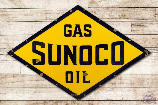 6' Sunoco Gas Oil Die Cut Porcelain ID Sign