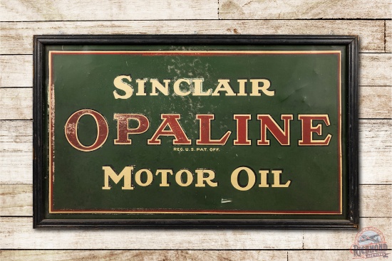 5' Sinclair Opaline Motor Oil Tin Sign w/ Wood Frame