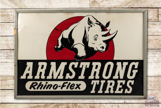 6' Armstrong Rhino-Flex Tires Embossed Tin Sign w/ Wood Frame