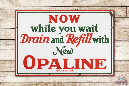 3' Sinclair Opaline Drain & Refill Now Porcelain Sign