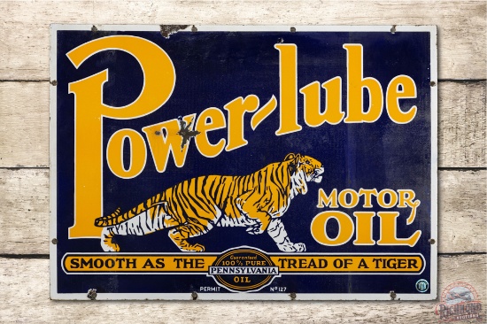Powerlube Motor Oil Double Sided Porcelain Sign