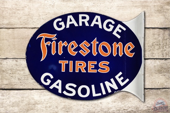 Firestone Tires Garage Gasoline Porcelain Flange Sign