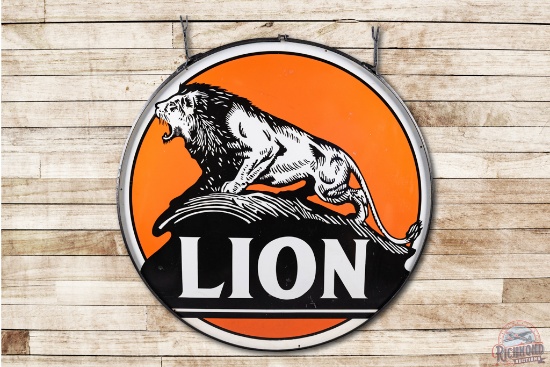 5' Lion Oil Company Double Sided Porcelain Identification Sign & Ring