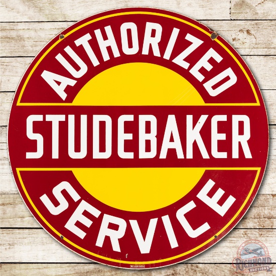 42" Studebaker Authorized Service Double Sided Porcelain Sign