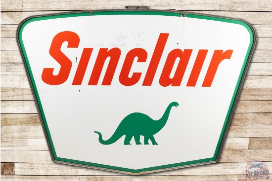 1961 7' Sinclair Double Sided Porcelain ID Sign w/ Dino & Frame
