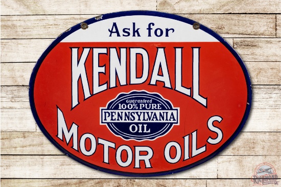 Ask for Kendall Motor Oils Double Sided Porcelain Sign
