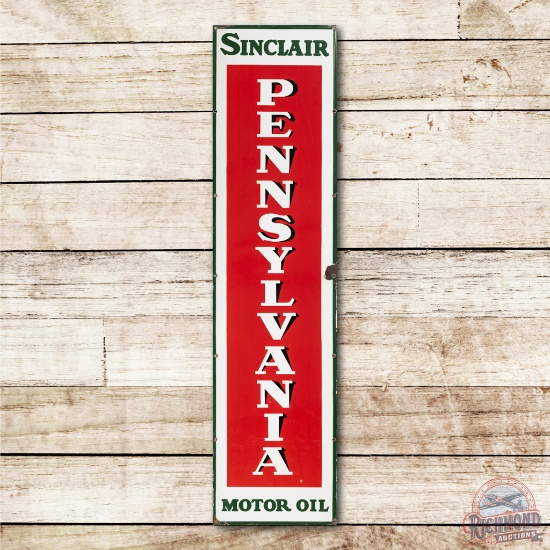 5' Sinclair Pennsylvania Motor Oil Vertical Porcelain Sign