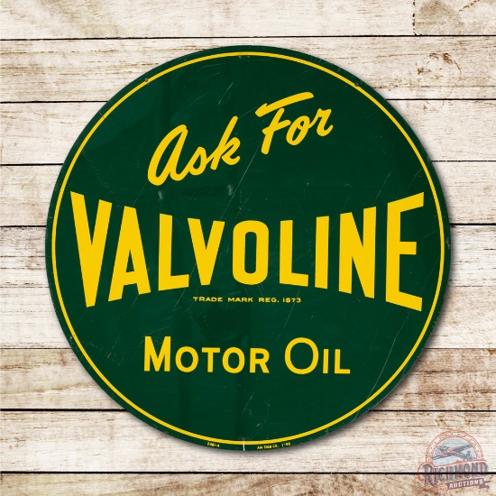 1953 30" Green Ask For Valvoline Motor Oil Double Sided Tin Sign