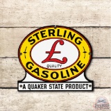 Sterling Quality Gasoline Die Cut Porcelain Pump Plate Sign