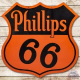 4' Phillips 66 Orange & Black Double Sided Porcelain Die Cut Shield Sign
