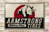 6' Armstrong Rhino-Flex Tires Embossed Tin Sign w/ Wood Frame