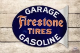 Firestone Tires Garage Gasoline Porcelain Flange Sign