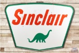 1961 7' Sinclair Double Sided Porcelain ID Sign w/ Dino & Frame