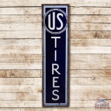 6' US Tires Vertical Porcelain Sign w/ Wood Frame