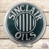 1920's Sinclair Oils One Piece Etched Milk Glass Gas Pump Globe
