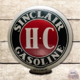 1920's Sinclair H-C Gasoline One Piece Baked Milk Glass Gas Pump Globe