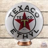 1930's Texaco One Piece Cast Black T Logo Gas Pump Globe