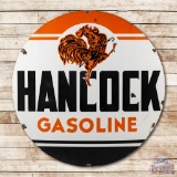 5' Hancock Gasoline Double Sided Porcelain ID Sign w/ Rooster