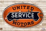 4' United Motors Service White Wheel Single Sided Porcelain Neon Sign