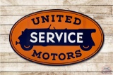 4' United Motors Service Double Sided Porcelain Sign