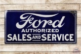 5' Ford Authorized Sales & Service Porcelain Sign