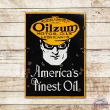 Oilzum America's Finest Motor Oil w/ Oswald Double Sided Porcelain Sign