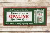 4' Sinclair Opaline Motor Oil Authorized Dealer w/ Can Porcelain Sign