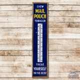 7' Chew Mail Pouch Tobacco Treat Yourself Porcelain Thermometer Sign