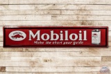 10' Mobiloil Gargoyle Horizontal Porcelain Sign With Can Graphic