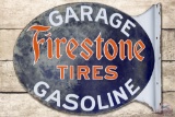Firestone Tires Garage Gasoline Porcelain Flange Sign