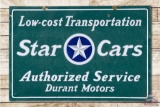 Star Cars Authorized Service Durant Motors Porcelain Sign