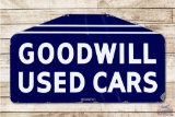 4' Pontiac Goodwill Used Cars Cookie Cutter Porcelain Sign