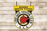 Chicago Motor Club AAA Bonded Service Station Double Sided Porcelain Sign