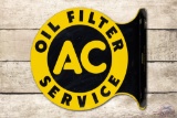 1945 AC Oil Filter Service Tin Flange Sign