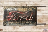 5' Wagner Motor Company Ford Sales & Service Double Sided Tin Neon Sign