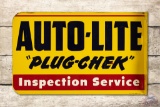 NOS Auto-Lite Plug Chek Inspection Service Tin Flange Sign