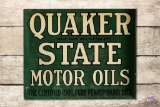 Quaker State Motor Oil 100% Pure PA Tin Flange Sign