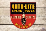 Auto-Lite Spark Plugs Cleaning Service Motor Tune Up Tin Flange Sign