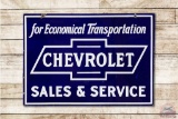 Chevrolet For Economical Transportation Sales & Service Double Sided Porcelain Sign