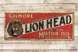 1930 5' Gilmore Lion Head Motor Oil Tin Sign w/ Logo