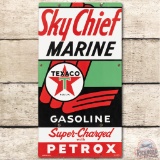 1955 Texaco Sky Chief Marine Gasoline Porcelain Pump Plate Sign (Large)