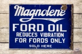 Magnolene Ford Oil Sold Here Porcelain Flange Sign